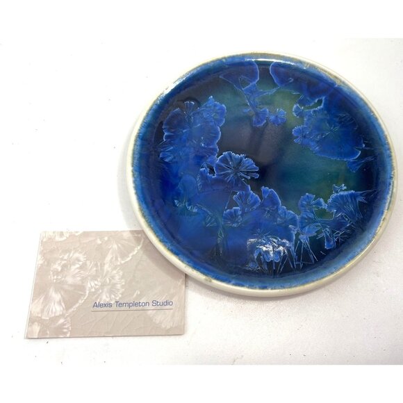 Alexis Templeton Newfoundland Glazed Ceramic Plate 6.5" Blue & White Handcrafted - Picture 1 of 7
